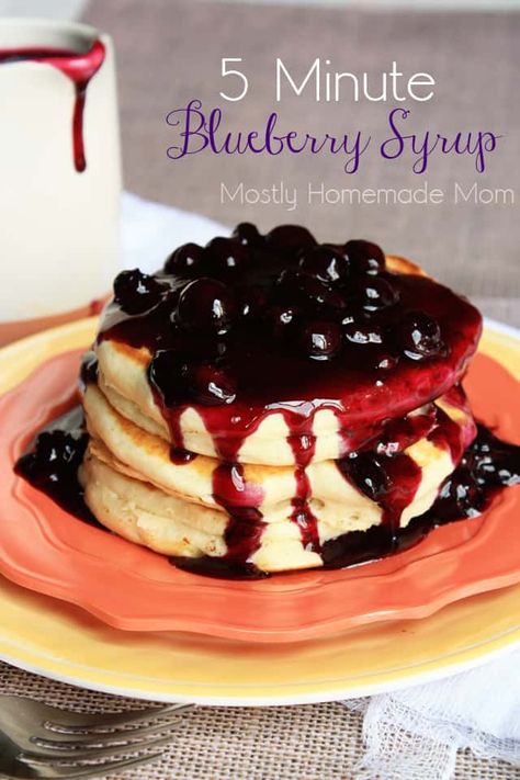 5 Minute Blueberry Syrup Pancakes Ricotta, Pancake Batter Recipe, Blueberry Sauce Recipe, Blueberry Syrup, Batter Recipe, Blueberry Sauce, Keto Pancakes, Blueberry Recipes, Pancake Mix