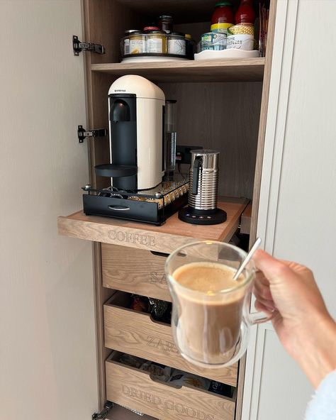 Office Coffee Station Corporate, Home Office Coffee Station, Coffee Machine Station, Mini Coffee Station, Coffee Machine Table, Office Coffee Station, Coffee Cabinet, Coffee Station Kitchen, House Renovation Projects