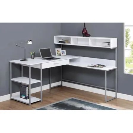 Escritorio Esquinero Moderno | Mercado Libre Corner Desk With Hutch, L Shaped Corner Desk, Desk Corner, Computer Desk With Hutch, Corner Computer Desk, Corner Storage, Work Station Desk, White Laminate, White Desks