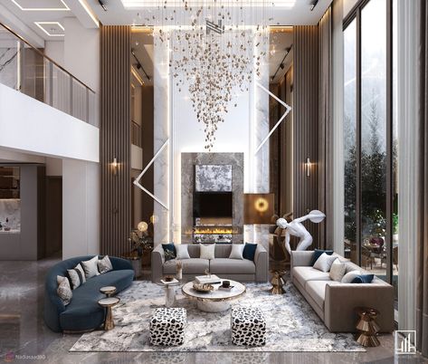 Luxury Double height design in ksa on Behance Double Height Living Room, Guest Bathroom Design, Lobby Interior Design, Living Tv, Hall Interior Design, Double Height, Luxury Living Room Design, Hall Interior, Luxury Bedroom Master