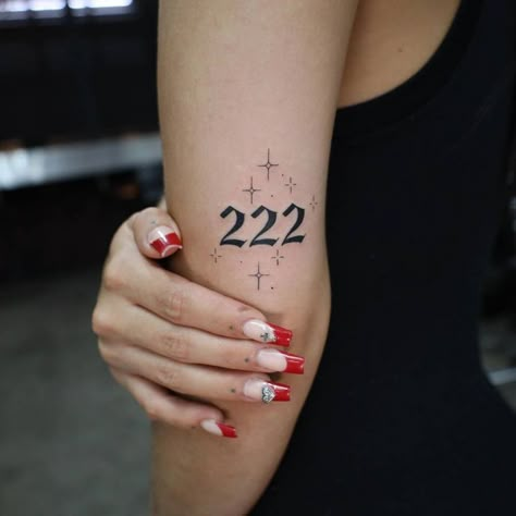 222 Meaning, 222 Tattoo, Number Tattoo Fonts, Homecoming Nails Almond, Number Tattoo, Number Tattoos, Tattoo Ideas Easy, Omerta Tattoo Design, Tattoo Design Hand