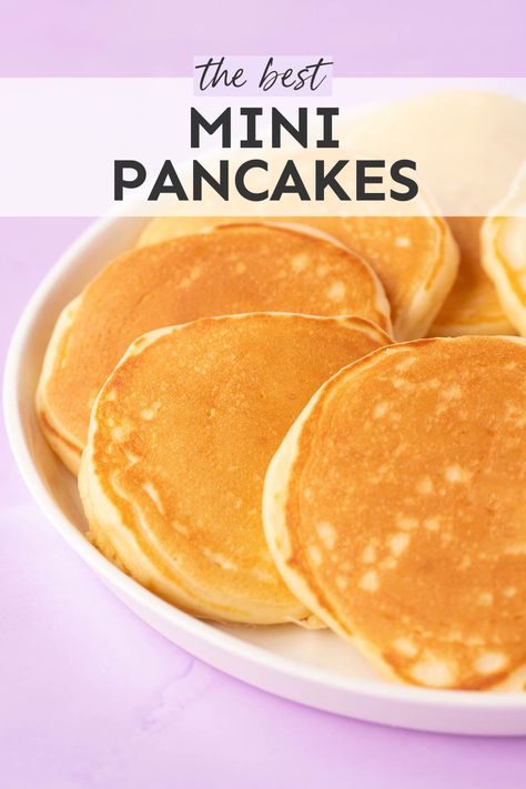 Easy Mini Pancakes that are super light and fluffy. This simple pancake batter comes together in minutes and makes cafe-style pancakes perfect for breakfast, snack time, or the kid’s lunchbox. They freeze really well and can easily be made sugar-free. Perfect for little hands! Recipe from sweetestmenu.com #pancakes #pikelets #sugarfree Easy Pancake Batter, Mini Pancakes Recipe, Simple Pancake, How To Cook Pancakes, Breakfast Recipes Sweet, Buttermilk Recipes, Mini Pancakes, Pancakes Easy, Summer Dessert Recipes