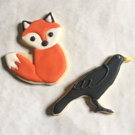 Crow Cookies, Fox Royal Icing Cookies, Fox Biscuits, Crow Confetti, Olaf The Snowman, Sugar Cookie, Fox, Disney Characters, Disney