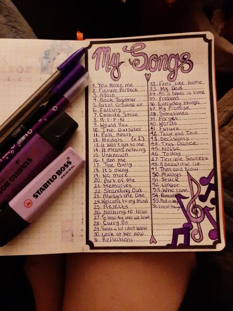 Decorating Diary Pages, Sketchbook Ideas Music, Song Diary Ideas, Song Scrapbook, Personal Diary Writing Feelings, Songwriting Journal, Song Diary, Music Diary, Creative Doodles