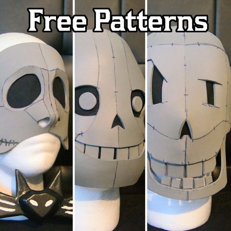 Three Free Foam Mask Patterns Deku Mask Template, Free Cosplay Patterns, Eva Foam Mask, Deku Mask, Cosplay Crafts, Foam Mask, Sans Cosplay, Foam Cosplay, Undertale Cosplay