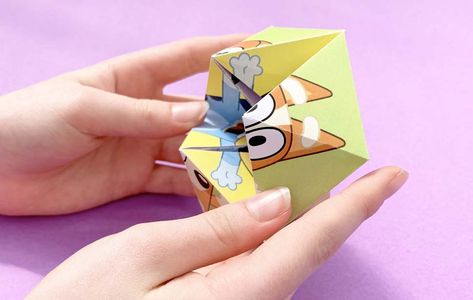 Make Your Own Paper Puzzle Bluey Flextangle At Home Summer Science Experiments, Paper Puzzle, Robot Craft, Make Your Own Paper, Alien Crafts, All About Family, Blue Heeler Dogs, Paper Bag Puppets, Kids Birthday Themes