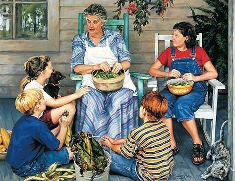 Shelled many a peas with my grandma on front porch Grandmas House, Lost Art, Bygone Era, Photo Vintage, Norman Rockwell, Bible Lessons, The Good Old Days, Vintage Pictures, Country Life