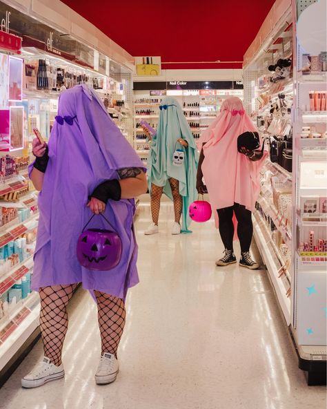 🩵🩷💜 It's a pastel kind of #SpookySeason #ghostshoot #ghosts #fall #horror #Halloween #FallFashion #ghost #FallVibes Pastel Ghost Costume, Pastel Halloween Costume Ideas, Pastel Ghost Photoshoot, Ghost Costume Ideas, Quick Costume Ideas, Ghost Costume Women, Cute Ghost Halloween Costume, Target Photoshoot, Sheet Costume