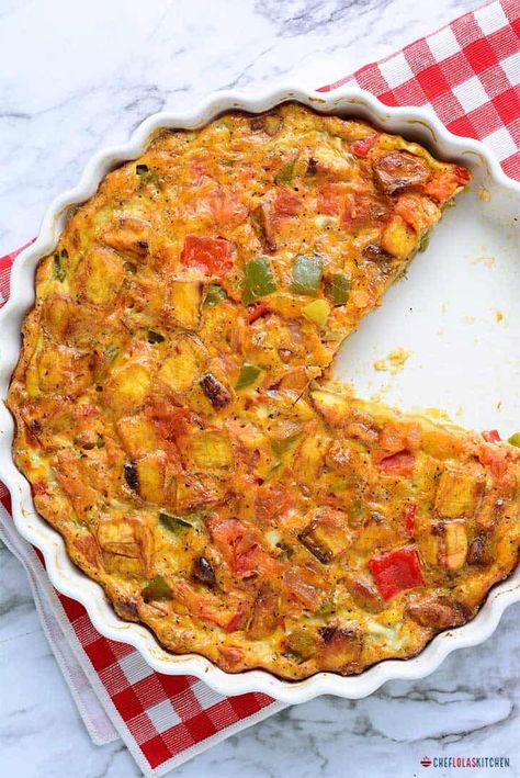 Baked Plantain and Egg Frittata Plantain Frittata, Plantain And Egg, Frittata Recipes Baked, Egg Frittata Recipes, Plantain Bread, How To Cook Plantains, Baked Plantains, Egg Frittata, Potato Frittata