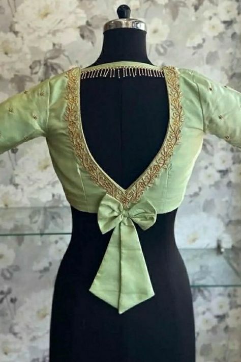 Blouse With Bow Design, Bow Blouses For Sarees, Latest Blouse Neck Designs, 50 Blouse Designs, Sleeveless Blouse Designs, Blouse With Bow, Latest Blouse Designs Pattern, New Saree Blouse Designs, Lehenga Designs Simple