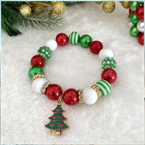 Christmas Jewelry Diy - Everything you need to conquer your day, night and world - Anything and Everything! - Click to visit TODAY! Christmas Bracelets Diy, Christmas Beaded Bracelet, Christmas Accessories Jewelry, Christmas Bracelet Ideas, Holiday Jewelry Diy, Bubblegum Bracelet, Christmas Bead Necklace, Crochet Flower Necklace, Christmas Jewelry Diy