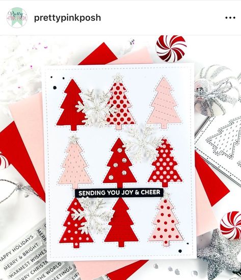 Pink Christmas Cards, Cathy Zielske, Christmas Card Making, Scrapbooking Paper Crafts, Pretty Pink Posh, Handmade Christmas Crafts, Homemade Christmas Cards, Christmas Tree Cards, Tree Cards