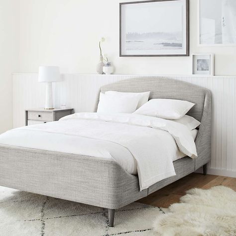 Lafayette Mist Upholstered King Bed + Reviews | Crate and Barrel Upholstered King Bed Frame, Upholstered Queen Bed Frame, Grey Upholstered Bed, Upholstered Full Bed, California King Bed Frame, Soothing Images, Tropical Landscapes, California King Headboard, King Upholstered Bed