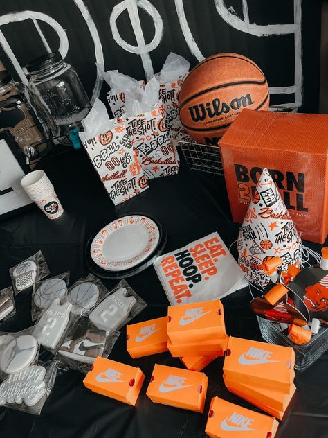 Nike Party Ideas, Nike Party, Basketball Themed Birthday Party, Basketball Theme Birthday, 2nd Birthday Party For Boys, Basketball Birthday Parties, Boys First Birthday Party Ideas, Sports Theme Birthday, Boys 1st Birthday Party Ideas