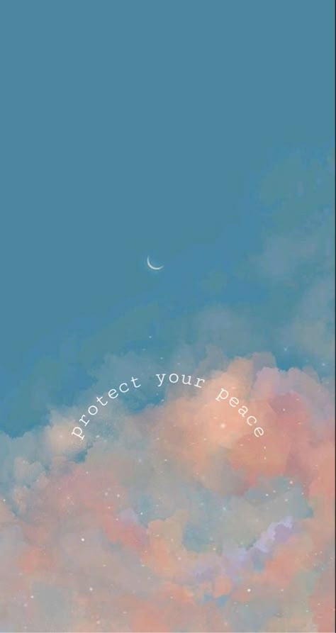 cloudy sky with moon protect your peace wallpaper Peaceful Iphone Wallpaper, Protect Your Peace Wallpaper, Rem Wallpapers, Protect Your Peace Quotes, Your Peace Quotes, Screensaver Quotes, Heart Affirmations, Ias Upsc Wallpapers, Peace Wallpaper