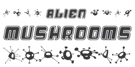 Alien Mushrooms - Chank Fonts! Alien Font, Desktop Publishing, Sketch Journal, Typography Alphabet, Best Free Fonts, Postcard Design, Can Design, Alphabet, Stuffed Mushrooms