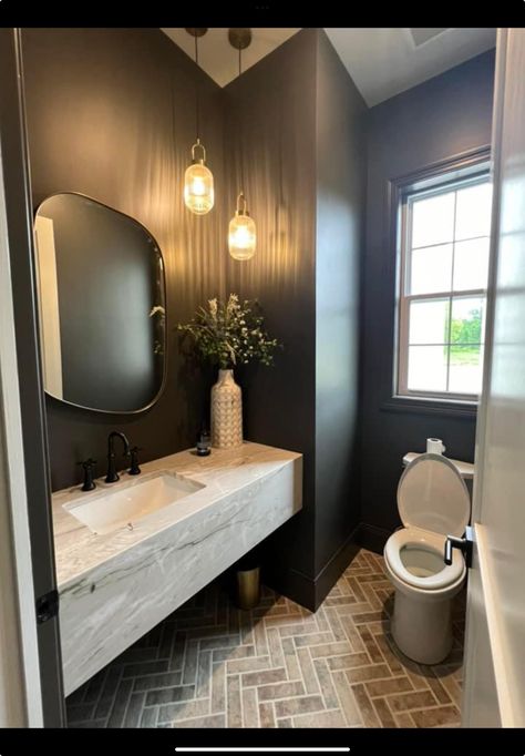 Black Powder Room Vanity, Black Powder Room, Powder Room Vanity, Powder Room, Vanity