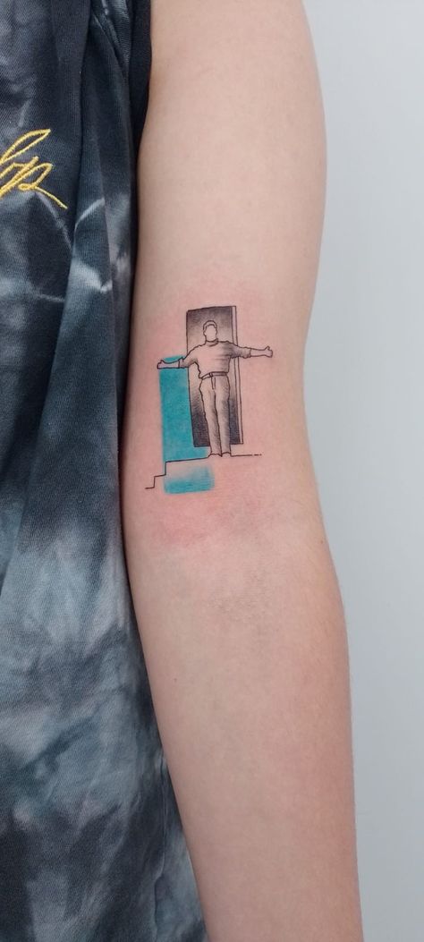 Truman Show Drawing, Movie Scene Tattoo, Truman Show Tattoo, Inception Tattoo, Classic Rock Tattoos, Truman Burbank, Tattoo Future, Lego Tattoo, Scene Tattoo