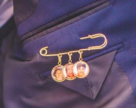 "Honor your loved ones with our custom memorial charm, designed for bridal bouquets grooms suit/tuxedo. The pendants are single sided and have a gorgeous gold finish and come personalized with 1 to 3 photos of loved ones or a combination of photos and quote.  ♥♥ OPTIONS ♥♥ 3 photos or a combination of photos/quotes or... 2 photos and/or quotes and a small gold charm in middle. 1 photo on a single loop pin 1 photo on single loop pin with 1 charm on end of pin Suitable for weddings, father's day, Gold Boutonniere, Bridal Bouquet Charms, Grooms Suit, Bouquet Charms, Custom Memorial, Wedding Brooch, Memorial Service, Luxury Gift Box, One 1