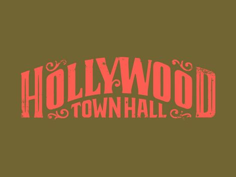 Hollywood Town Hall logo music band script logo hand lettered typography lettering Theme Park Branding, Hollywood Logo, Town Logo, Theatre Logo, Logo Board, Indian Logo, Logo Music, Street Banners, O Town