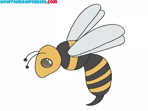 How to Draw a Wasp - Easy Drawing Tutorial For Kids Cute Wasp Drawing, Yellow Jacket Drawing, Wasp Drawing Easy, Wasp Drawing, Insects For Kids, Insect Drawing, Bugs Drawing, Sketching Tips, Draw Animals