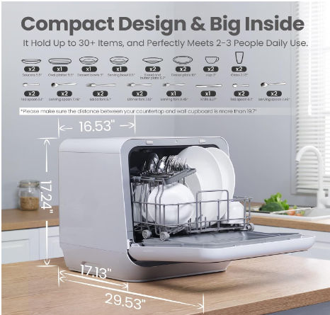 5L Built-in Water Tank for Apartments& RVs, No Hookup Needed, 6 Programs, 360° Dual Spray, 162℉ High-Temp& Air-Dry Function #Kitchen #dishwasher #Amazon #Amazonfindz Mini Dishwasher, Cleaning Baby Bottles, Countertop Dishwasher, Portable Dishwasher, Black Dishwasher, Wall Cupboard, Black Energy, The Dishwasher, Liquid Dish Soap