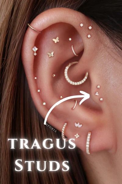 The Complete Guide: Tragus Piercings by Impuria Ear Piercing Jewelry Earrings Placement, Double Tragus Piercing, Impuria Ear Piercing, Double Tragus, Surface Tragus, Tragus Earrings Hoop, Anti Tragus Piercing, Pain Scale, Ear Piercing Jewelry