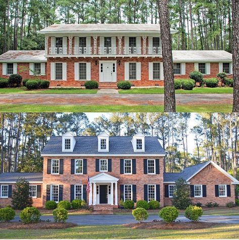 A Jaw-dropping Home Exterior Transformation: You Won’t Believe This Before & After! Colonial Exterior Makeover, House Exterior Before And After, Exterior Home Makeover, Colonial House Exteriors, Exterior House Renovation, House Makeovers, House Before And After, Exterior House Remodel, Colonial Exterior