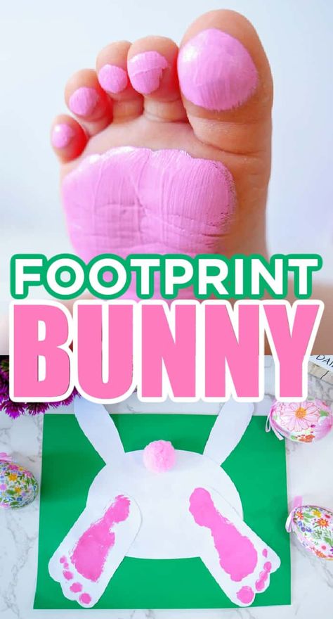 Baby Easter Crafts, Bunny Footprint, Easy Easter Crafts For Kids, Easter Bunny Footprints, Easter Crafts Preschool, Easter Crafts For Toddlers, Bunny Craft, April Crafts, Footprint Craft