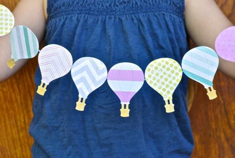 Hot Air Balloon Party Decorations Diy, Diy Paper Hot Air Balloon, Hot Air Balloon Diy Photo Prop, Hotairballoon Party, Classroom Decor Hot Air Balloons, Infant Room Daycare, Diy Hot Air Balloons, Hot Air Balloon Cake, Hot Air Balloon Party