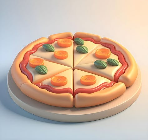 A pizza with a lot of toppings on it Makanan Pokok, Jin Ramen, 3d Diorama, Stylized Environment, Food 3d, Modelling Ideas, Emoji Iphone, Mixed Reality, Digital Sculpting