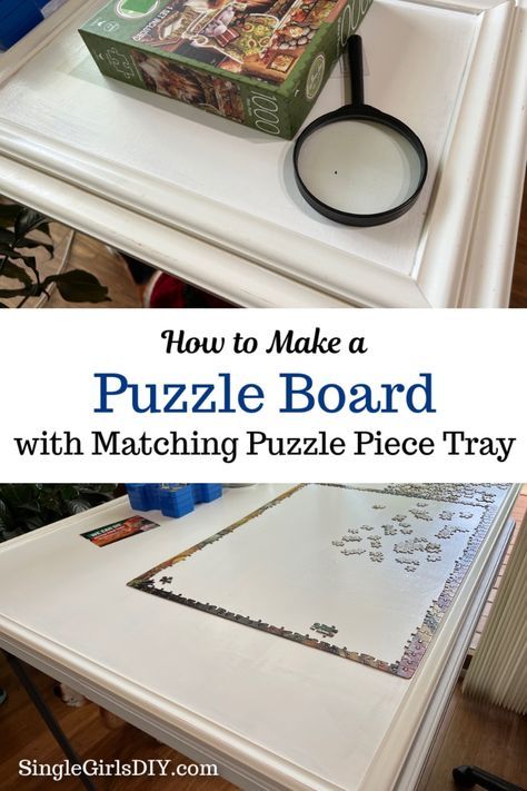 If you love puzzles, then you need to make this DIY puzzle board! Easy instructions for how to make a customizable puzzle board with matching puzzle piece tray. Diy Puzzle Board, Make A Puzzle, Diy Puzzle, Puzzle Frame, Cabinet Drawer Handles, Diy Puzzles, Staining Cabinets, Diy Tray, Jewelry Organizer Storage