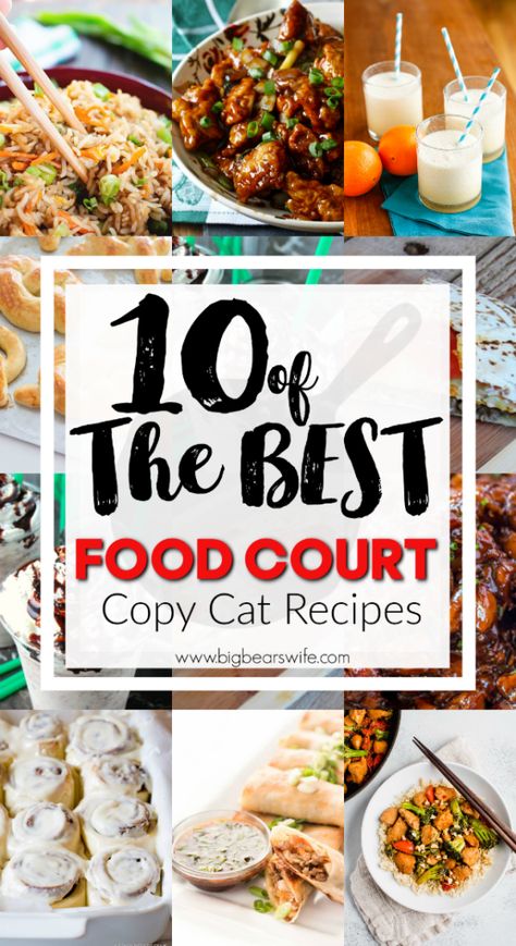 Restaurant Recipes Famous, Mall Food Court, Copykat Recipes, Restaurant Dishes, Copycat Restaurant Recipes, Famous Recipe, Fair Food Recipes, Cat Recipes, Food Court