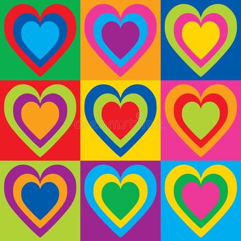 Colorful Checkerboard, Pop Art Party, Valentine Art Projects, Andy Warhol Art, Warhol Art, Ipad Snap, Paper Pop, Pop Art Movement, Colorful Hearts