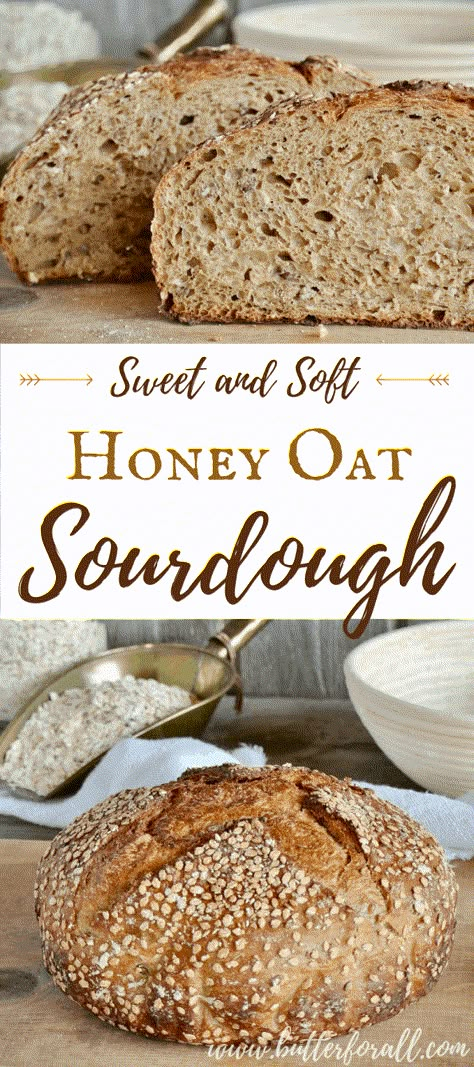 Honey Oat Sourdough, Soft Sourdough Bread, Recipe Using Sourdough Starter, Sourdough Starter Discard Recipe, Homemade Sourdough Bread, Sourdough Starter Recipe, Honey Oats, Sourdough Baking, Sourdough Bread Recipe