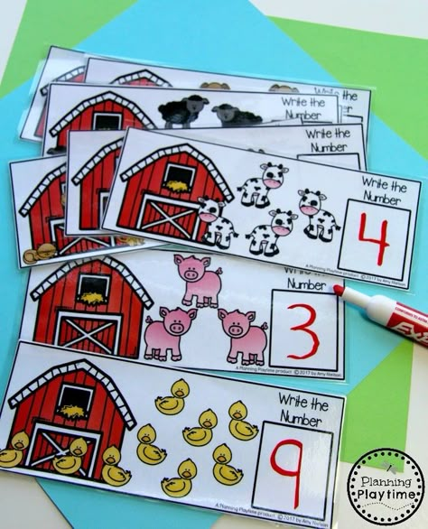 Farm Animal Counting, Farm Math, Farm Activities Preschool, Farm Animals Preschool, Farm Lessons, Farm Animals Activities, Farm Theme Preschool, Farm Unit, Farm Animals Theme