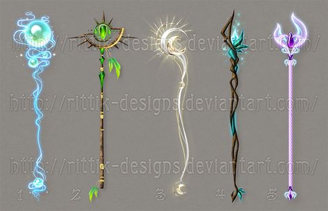 Staff designs 34 - Sale!!! by Rittik-Designs on deviantART Rittik Designs, Fantasy Props, Magical Jewelry, My Gallery, Arte Fantasy, Magic Art, 판타지 아트, Fantasy Jewelry, Halloween Masks