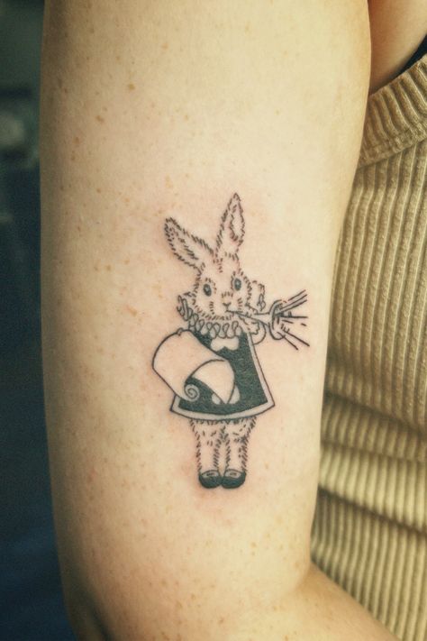 Alice In Wonderland Rabbit Tattoo, Wonderland Tattoo Ideas, Alice In Wonderland Tattoo Ideas, Mad Hatter Tattoo, White Rabbit Tattoo, Playing Card Tattoos, Alice In Wonderland Tattoo, Wonderland Rabbit, Alice In Wonderland Rabbit