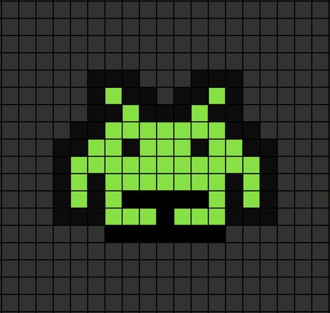 A regular pixel art template of a crab Space Invader (green). Space Invaders Arcade, Green Crab, Hama Art, Fair Isle Chart, Modele Pixel Art, Pixel Art Background, Easy Pixel Art, Pixel Art Templates, Pixel Drawing