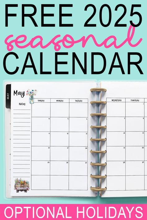 Free Printable Monthly Calendar, Happy Planner Free Printable, Free Planner Printables, Life Planner Printables, Work Calendar, Calendar With Holidays, Free Printable Calendar Templates, Monthly Printable, Free Calendar Template