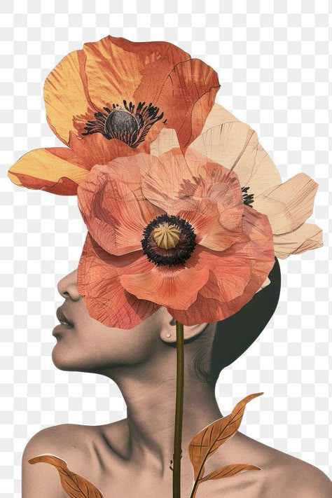 Floral Self Portrait, Face With Flowers Art, Women Collage Art, Surreal Portrait Collage, Face Surrounded By Flowers, Flower Portraits, Floral Portrait, Hamilton Art, Face Collage