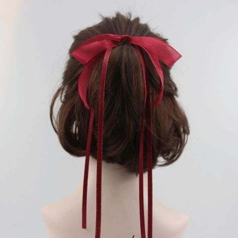 Ribbon Hair Ties, Kawaii Hairstyles, Ribbon Hairstyle, Hair Ribbons, Peinados Fáciles Para Cabello Corto, Hair Ribbon, Size Difference, Hair Rings, Ribbon Hair