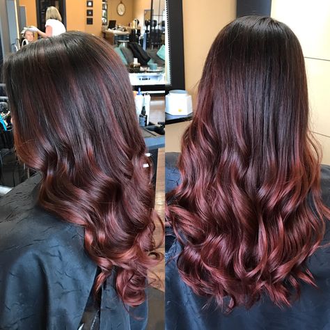 Rose Gold balayages on dark brown hair Rose Gold Balayage Brunettes, Dark Rose Gold Hair, Dark Lob, Hair Ombre Brown, Brown Hair Cuts, Rose Gold Hair Brunette, Coffee Brown Hair, Gold Ideas, Coffee Hair