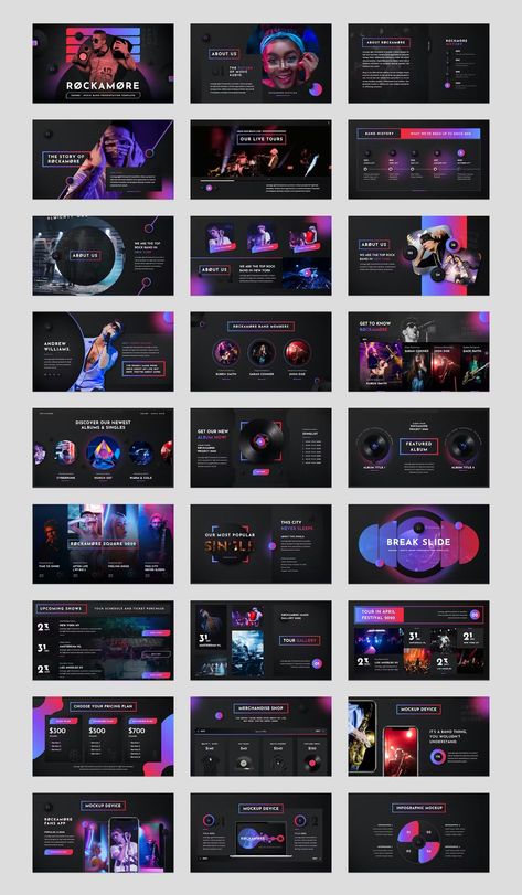 Music Band Keynote Template. 36 Slides. Music Ppt Template, Music Presentation Template, Music Presentation, Music Powerpoint, Presentation Music, Presentation Template Design, Bio Music, Deck Slide, Ppt Template Design