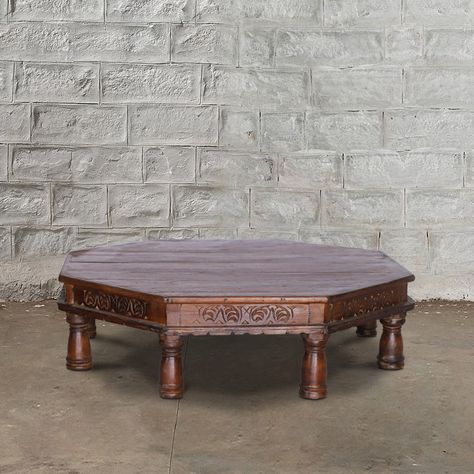 Antique Naga tribal table made from hardwood from the jungles of Nagaland, North East India, a remote and beautiful region of India bordering Burma. Gorgeous rich patina and contemporary shape. Lots of character, each is a one of a kind original. Please note wear is consistent with vintage furniture and there might be some imperfections. We think this only adds to the charm and authenticity. 30" L x 30" W x 8" H Indian Furniture Traditional, Antique Indian Furniture, Arabic Aesthetic, Bali Furniture, Turkish Furniture, North East India, Flat Rock, John Robshaw, Indian Furniture