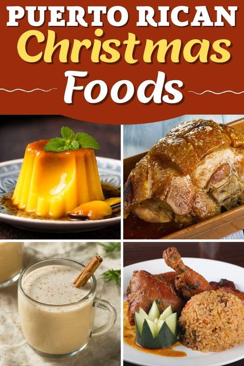 Celebrate the holidays island-style with these Puerto Rican Christmas foods! From roasted pork to codfish salad to coconut pudding, these recipes make one amazing feast! Puerto Rican Christmas, Spanish Cooking, Traditional Christmas Food, Costa Rican Food, Christmas Dinner Ideas, Carribean Food, Puerto Rican Dishes, Latin Recipes, Puerto Rico Food