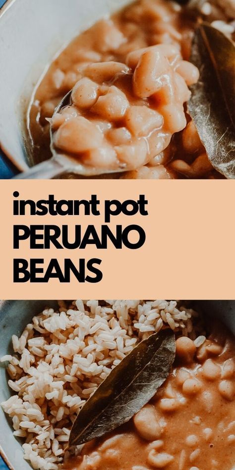 These creamy, buttery, tender Peruvian beans are super simple, healthy and easy to make. Spiced with ground chipotle pepper powder, these pressure cooker beans are filled with a deep, smoky flavor that accommodates a variety of dishes. Peruano beans are also known as mayocoba beans, canary beans or frijoles canarios. Gluten-free, vegan and oil-free. Stovetop method included! #peruanobeans #peruvianbeans #canarybeans #mayocobabeans | Instant Pot Beans Frijoles Instant Pot, Peruvian Beans Instant Pot, Mayocoba Beans Recipes Instant Pot, Mayocoba Beans Recipes, Canary Beans, Peruvian Beans, Mayocoba Beans, Pressure Cooker Beans, Pot Beans