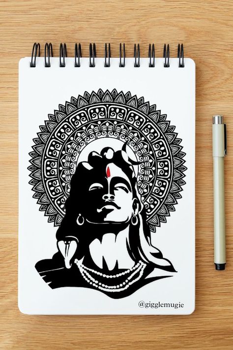 Mahadev Dot Mandala Art, Adi Yogi Mandala Art, Gods Mandala Drawing, Mahadev Drawing Mandala Art, Shiv Doodle, God Mandala Art Shiva, Mahadev Mandala Art Easy, Adiyogi Mandala Art, Shivji Mandala Art