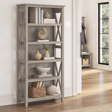 Key West 5 Shelf Bookcase by Bush Furniture - Bed Bath & Beyond - 30832139 Tall Bookshelf, Large Bookshelves, Tall Bookshelves, Bookcase With Glass Doors, Bookshelves In Living Room, 5 Shelf Bookcase, Tall Bookcases, Open Bookcase, Shelf Bookcase