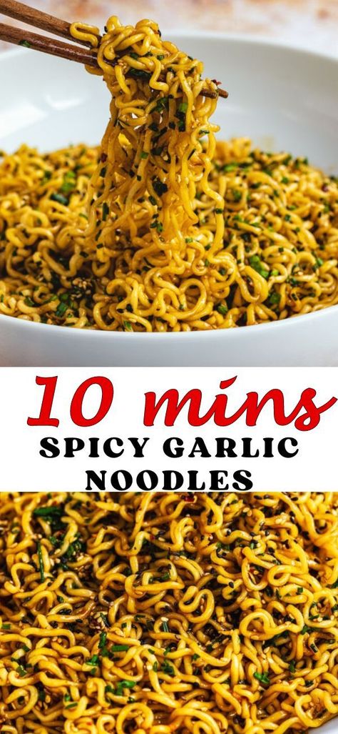 Spicy Garlic Noodles, Tiktok Ramen, Noddle Recipes, Super Noodles, Best Ramen Noodles, Ramen Noodle Recipes Easy, Spicy Ramen Noodles, Garlic Noodles Recipe, Butter Chicken Recipe Indian